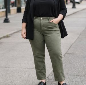 Mavi Viola High Rise Slim Straight Jeans Olive Green Stretch Denim Modern Fit